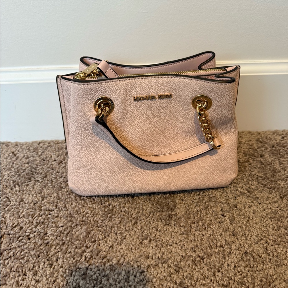 Michael Kors Blush Pink Shoulder Bag with Gold Accents